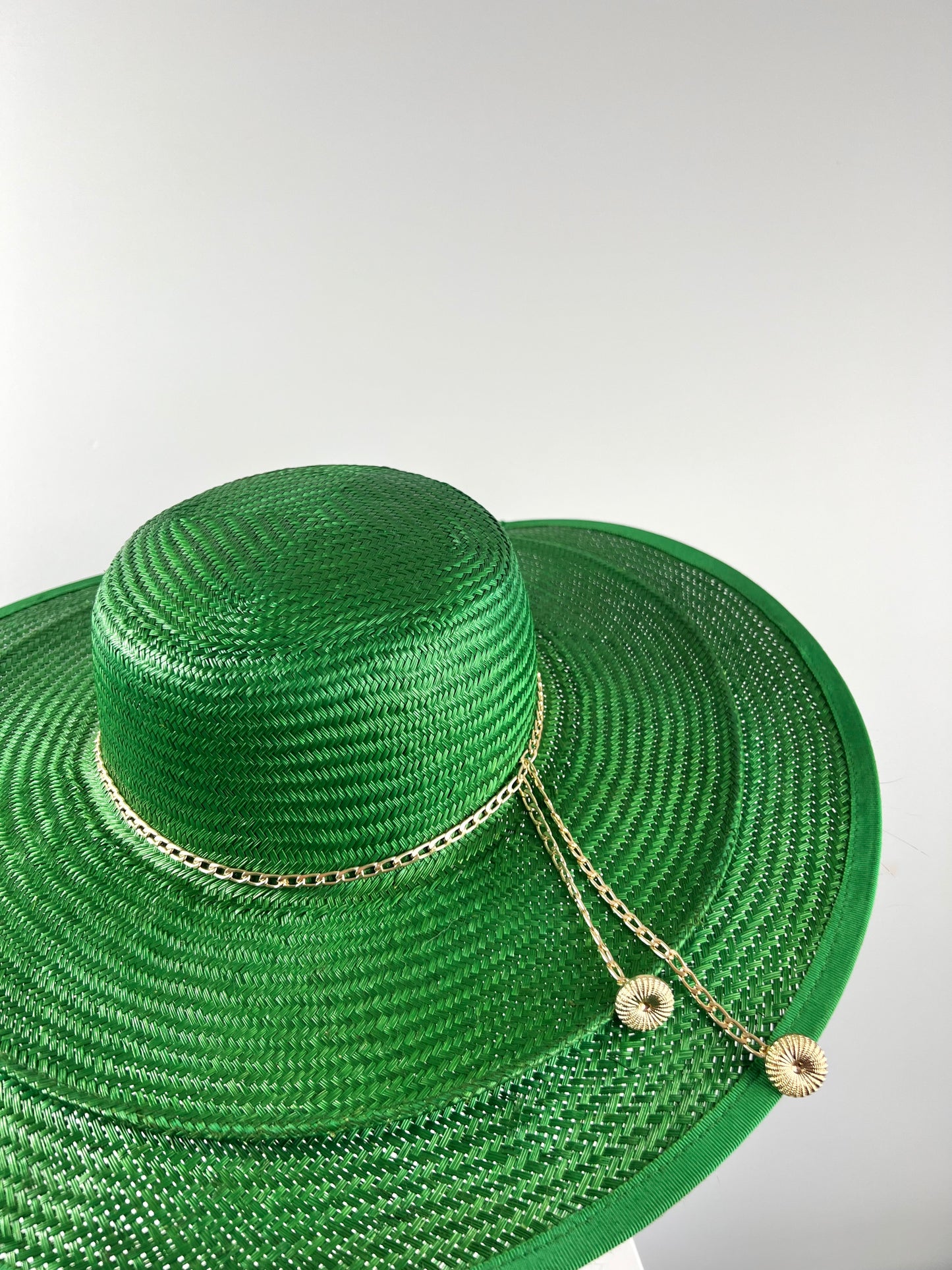 Green Double Brim Boater Hat