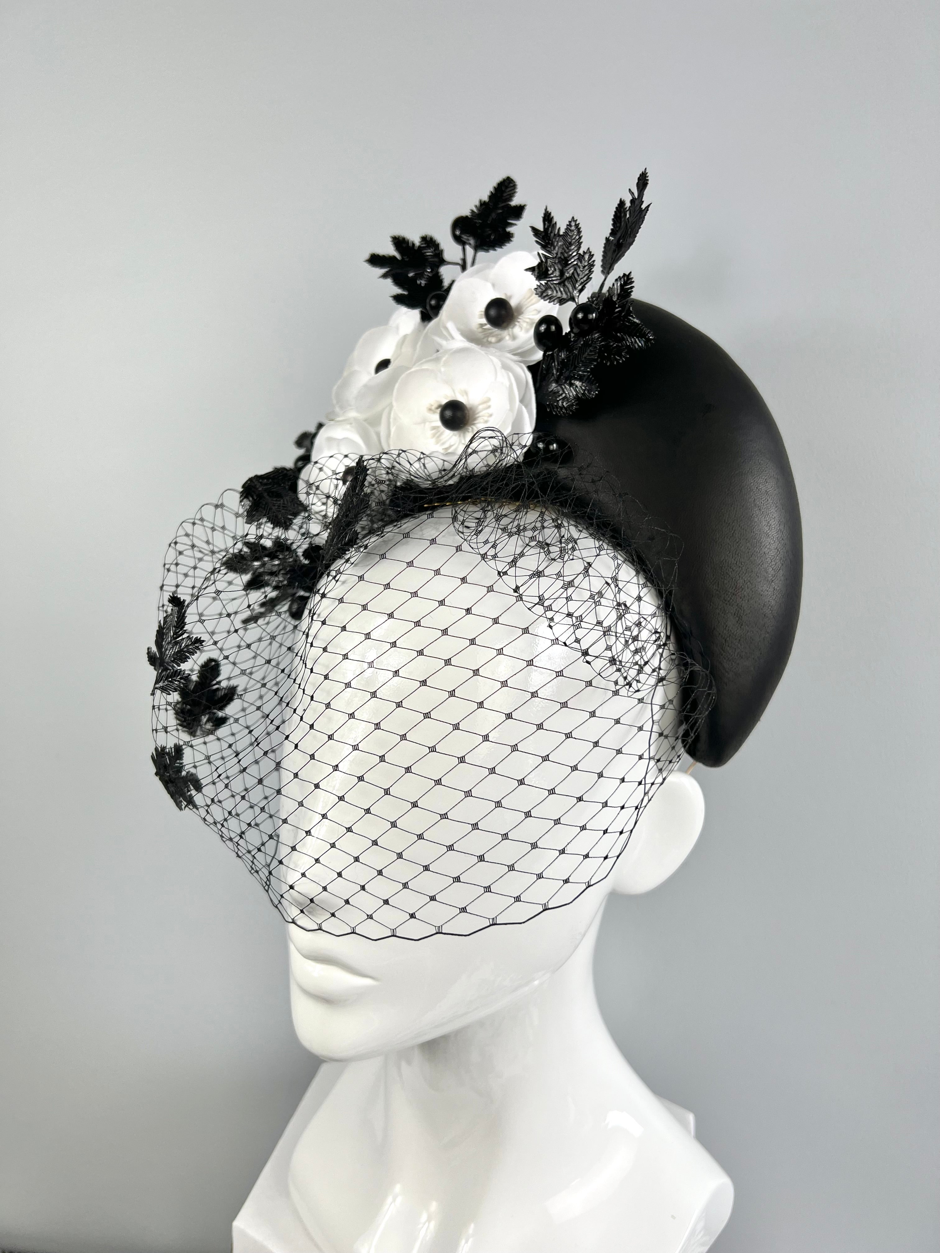 Black selling and white haute couture fascinator headpiece. Black and white hat. New design! Made to order.