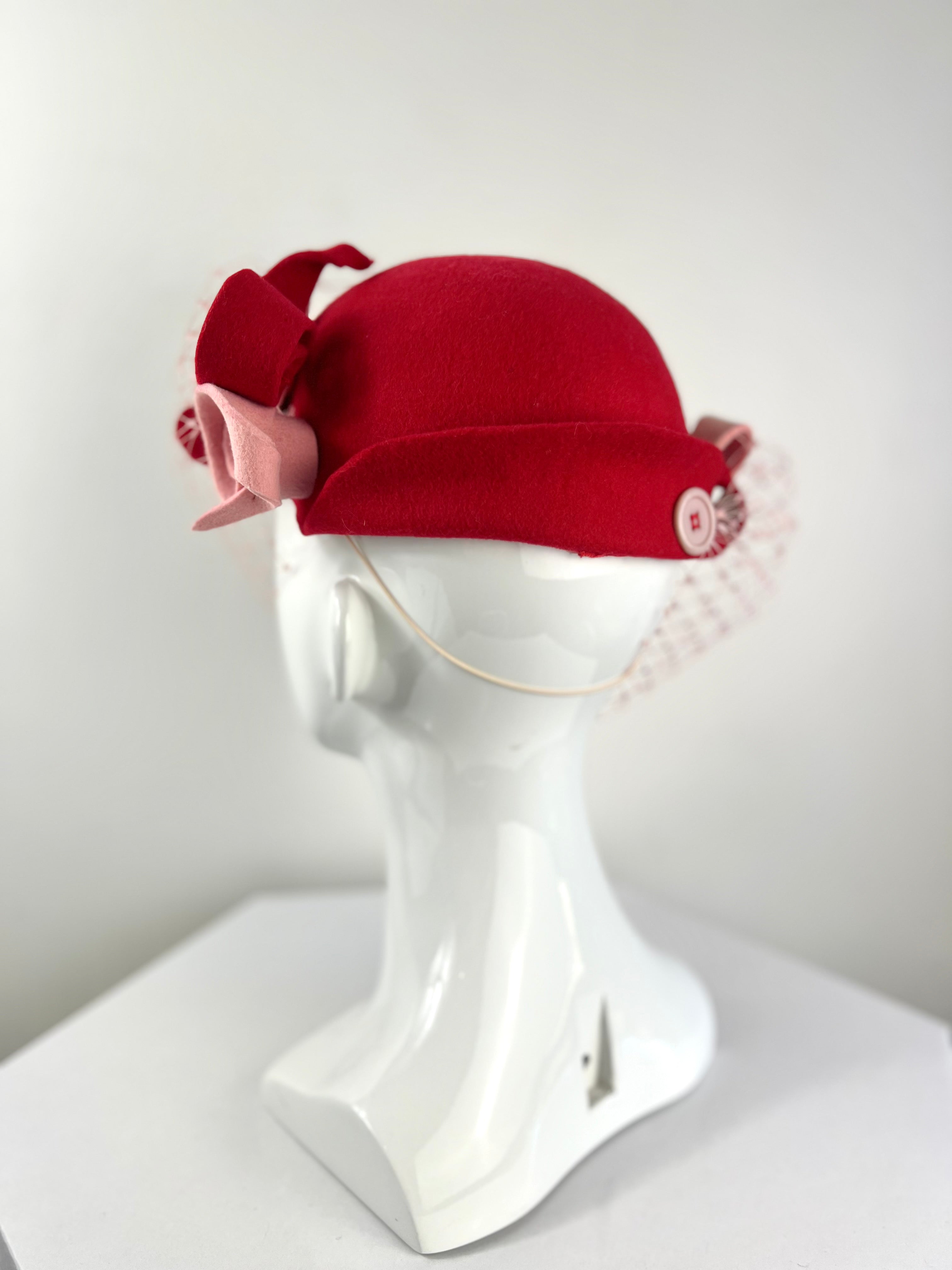 Red felt cloche hat online