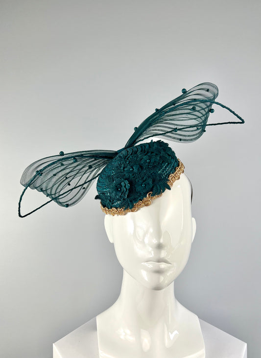 Dark Teal Pillbox Bow